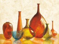 Colorful Glass Vessels on Ivory Fine Art Print