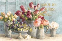 Marche des Fleurs Blue Gold Fine Art Print