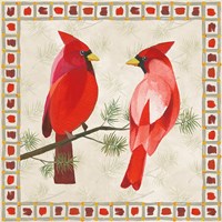 Festive Birds Two Cardinals Fine Art Print