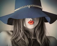 Vintage Fashion - Blue Hat Fine Art Print
