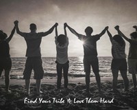 Find Your Tribe - Joined Hands Grayscale Fine Art Print