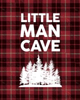 Little Man Cave - Trees Red Plaid Background Fine Art Print