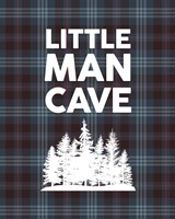 Little Man Cave - Trees Blue Plaid Background Fine Art Print