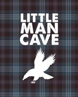 Little Man Cave - Eagle Blue Plaid Background Fine Art Print