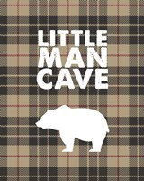 Little Man Cave - Bear Tan Plaid Background Fine Art Print