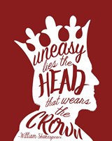Uneasy Lies The Head Shakespeare - King White on Red Fine Art Print
