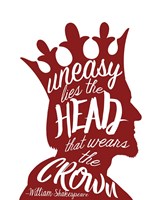 Uneasy Lies The Head Shakespeare - King Red on White Fine Art Print