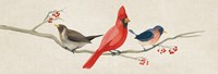 Festive Birds Panel II Linen Fine Art Print