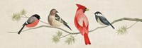 Festive Birds Panel I Linen Fine Art Print