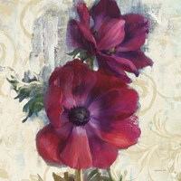 Rich Anemones I on Ivory Fine Art Print