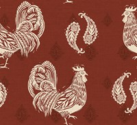 Woodcut Rooster Patterns Fine Art Print