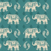 Woodcut Elephant Pattern B Fine Art Print