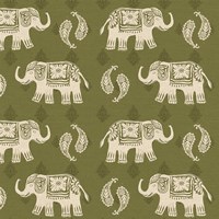 Woodcut Elephant Patterns Fine Art Print