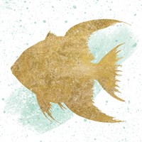 Silver Sea Life Aqua Fish no Gold Splatter Framed Print