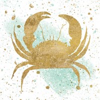 Silver Sea Life Aqua Crab Fine Art Print