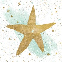 Silver Sea Life Aqua Starfish Fine Art Print