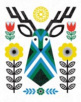 Folk Lodge Deer II Fine Art Print