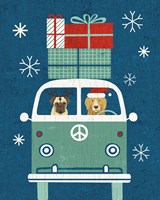 Holiday on Wheels XII Navy Fine Art Print