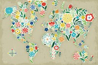 Floral World Tan Fine Art Print