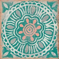 Ocean Tale Tile VI Coral Fine Art Print