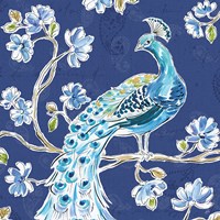 Peacock Allegory IV Blue Fine Art Print