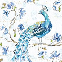 Peacock Allegory IV White Fine Art Print