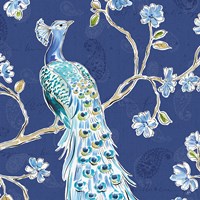 Peacock Allegory III Blue Fine Art Print