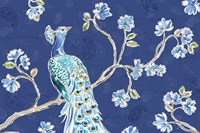 Peacock Allegory I Blue Framed Print