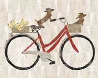 Doxie Ride ver I Red Bike Fine Art Print