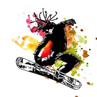 Snowboarder Watercolor Splash Part I Fine Art Print