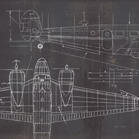 Plane Blueprint II No Words Post Framed Print