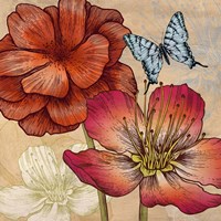 Flowers and Butterflies (detail) Fine Art Print