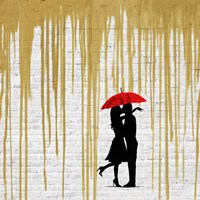 Romance in the Rain (Gold, detail) Fine Art Print