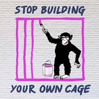 Chimp in Cage Fine Art Print