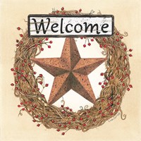 Barn Star Welcome Wreath Fine Art Print