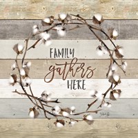 Family Gathers Here Cotton Wreath Fine Art Print