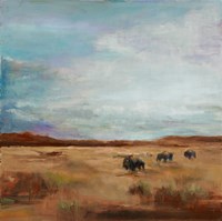 Buffalo Under Big Sky Red and Brown Fine Art Print