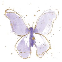 Gilded Butterflies II Lavender Fine Art Print