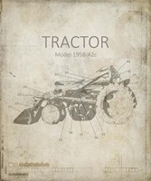 Industrail Farm Tractor Blue Print 1 Fine Art Print