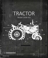 Industrail Farm Tractor Blue Print BW4 Fine Art Print
