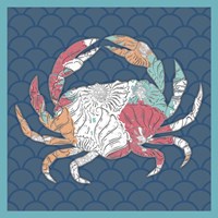 Sea Side BoHo Sq - Crab Framed Print