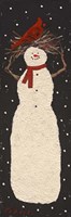 Tall Snowman with Cardinal Fine Art Print