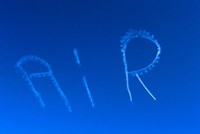 Skywriting The Letters Air In Cloudless Sky Fine Art Print