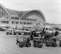 1950s 1960s Propeller Airplane On Airport Tarmac Fine Art Print
