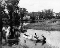 1930s 1940s Pair Of Boys In Rowboat Fine Art Print