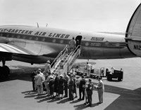 1950s Group Of Passengers Boarding Airplane Fine Art Print