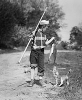 1950s Boy Plaid Shirt Sailor In Hat Fine Art Print