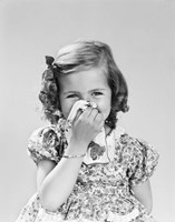 1940s Little Girl Blowing Her Nose Fine Art Print
