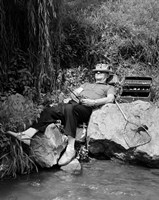 1950s Lazy Fisherman Lying Back Fine Art Print