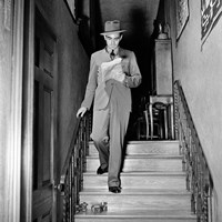 1930s 1940s Accident About To Happen Man Walking Fine Art Print